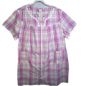 Croft & Barrow House Coat Robe Size 3X Pink Plaid Loungewear Sleep